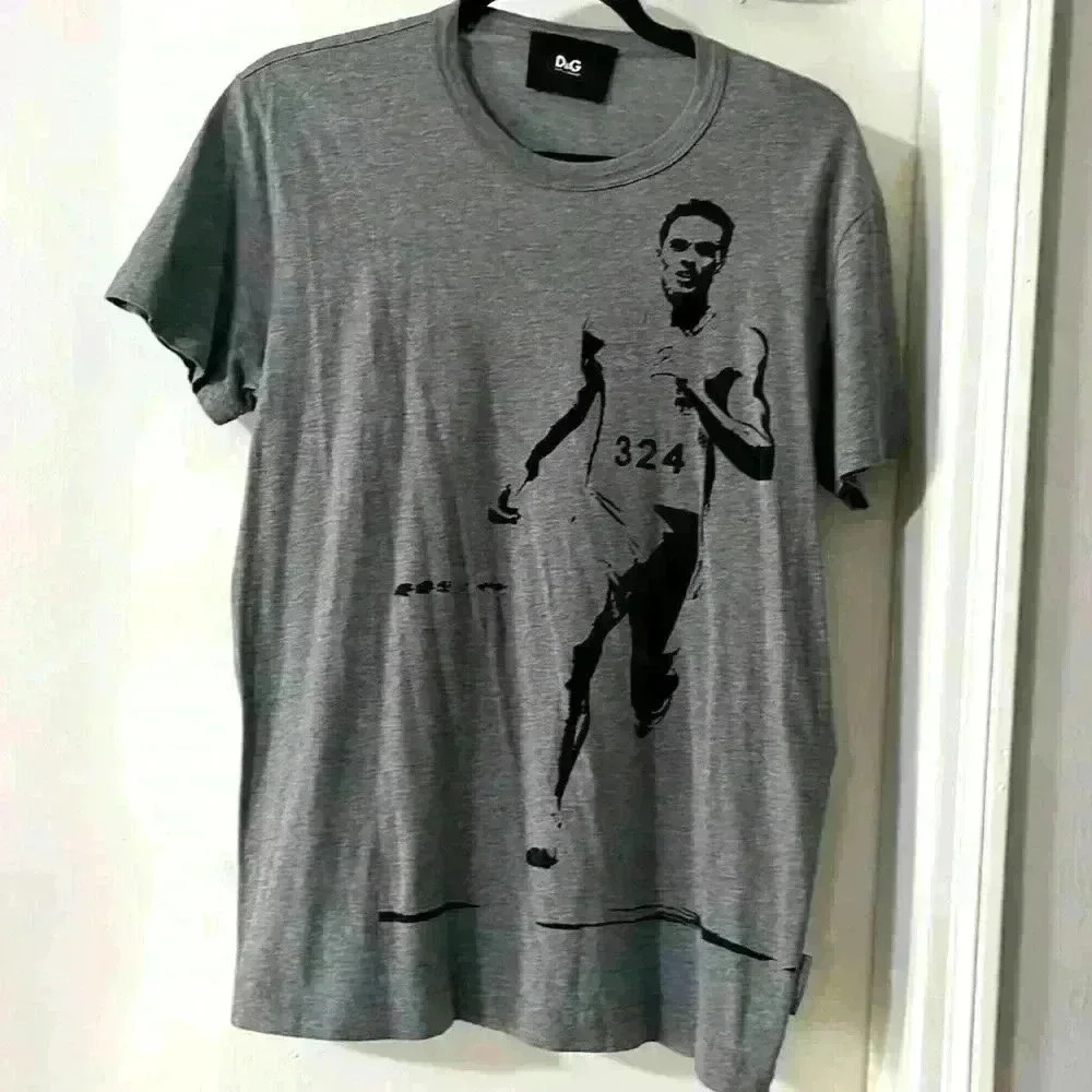 DOLCE & GABBANA D&G SPORT RUNNER "REACH THE LIMIT" PRINT GREY T SHIRT M 50 GYM
